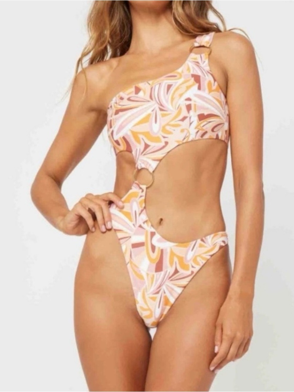 NWT L*SPACE x Tessa Brooks Tropical Print One Piece Bathing Suit Size Medium